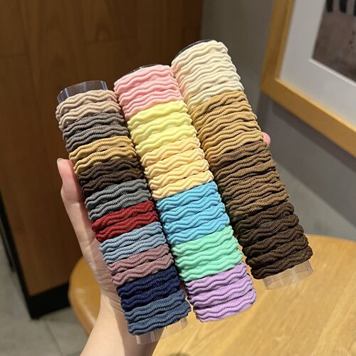 Durable seamless hair tie high elasticity wavy embossed rubber band cross-border direct supply online store gift towel loop wholesale