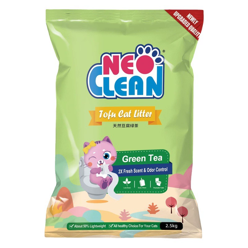 Neo Tianjing Cat Sand Зеленый чай Тофу Кошачий песок 3,0 частицы Беспыльное дно выводит 2,5 кг * 1 пакет