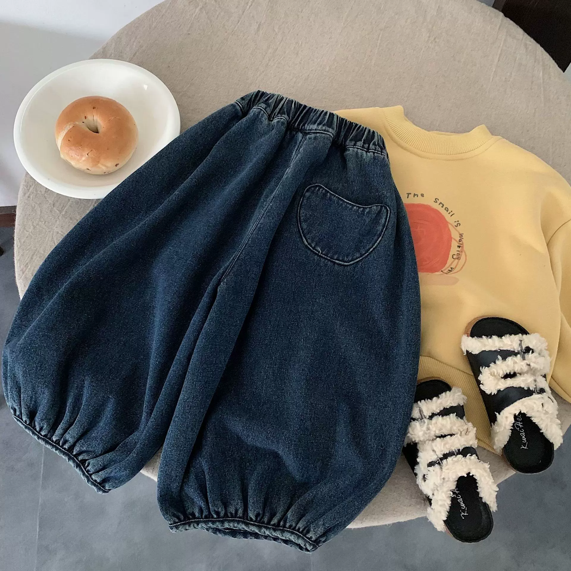 儿童加绒牛仔裤冬季一体绒韩版男童百搭女童休闲灯笼裤中小童长裤