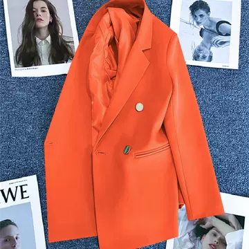 Orange suit jacket for women's spring and autumn, new Korean version with loose and casual style, cross-border China Europe women's jacket - ShopShipShake