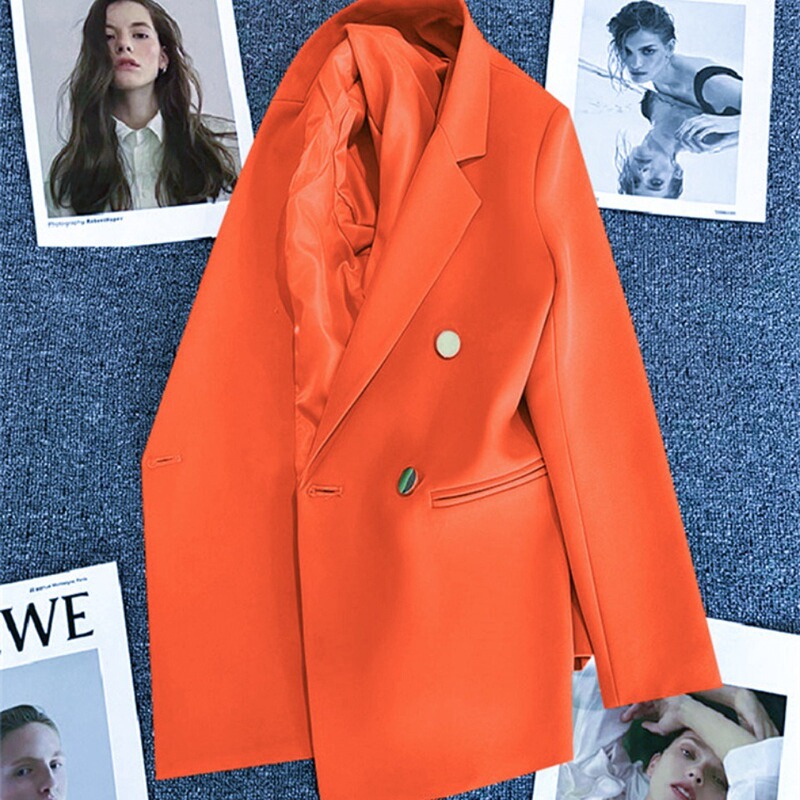 Orange suit jacket for women Spring and Autumn New Korean style elegant loose casual small suit cross-border Chinese and European women's jacket Orange suit jacket for women Spring and Autumn New Korean style elegant loose casual small suit cross-border Chinese and European women's jacket