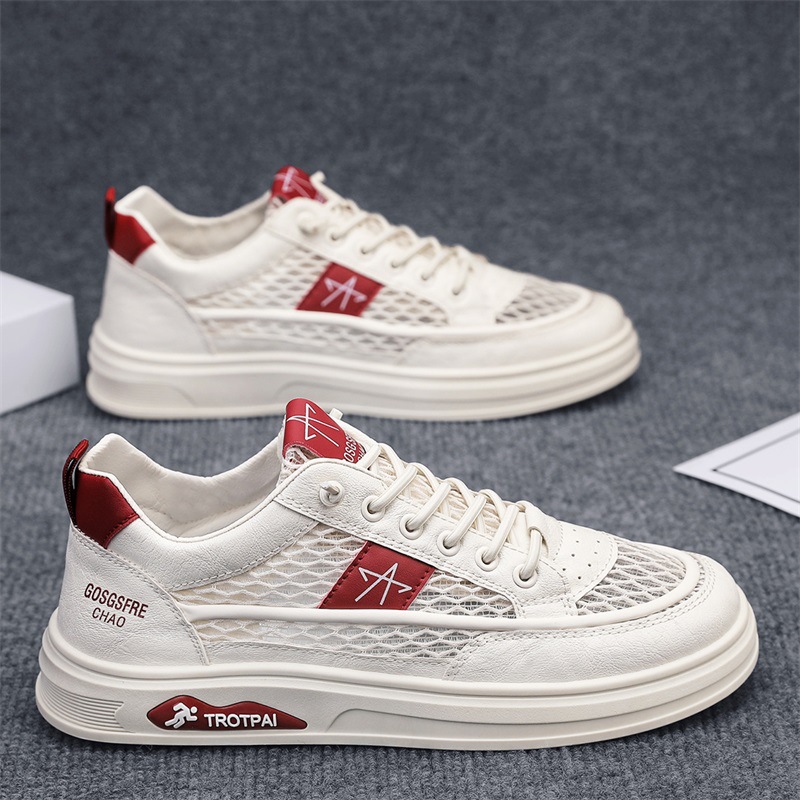 Zapatos de hombre verano transpirable 2025 malla deportiva hueco cómodo todo fósforo antideslizante resistente al desgaste zapatos blancos zapatos casuales hombres