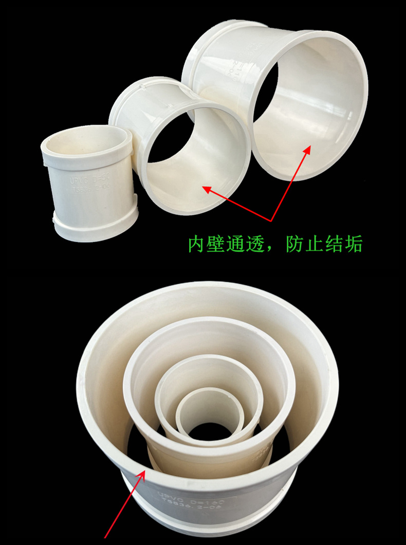 PVC无台阶直接5075110160排水管快速抢修补漏直接头 无缝直通直接-阿里巴巴