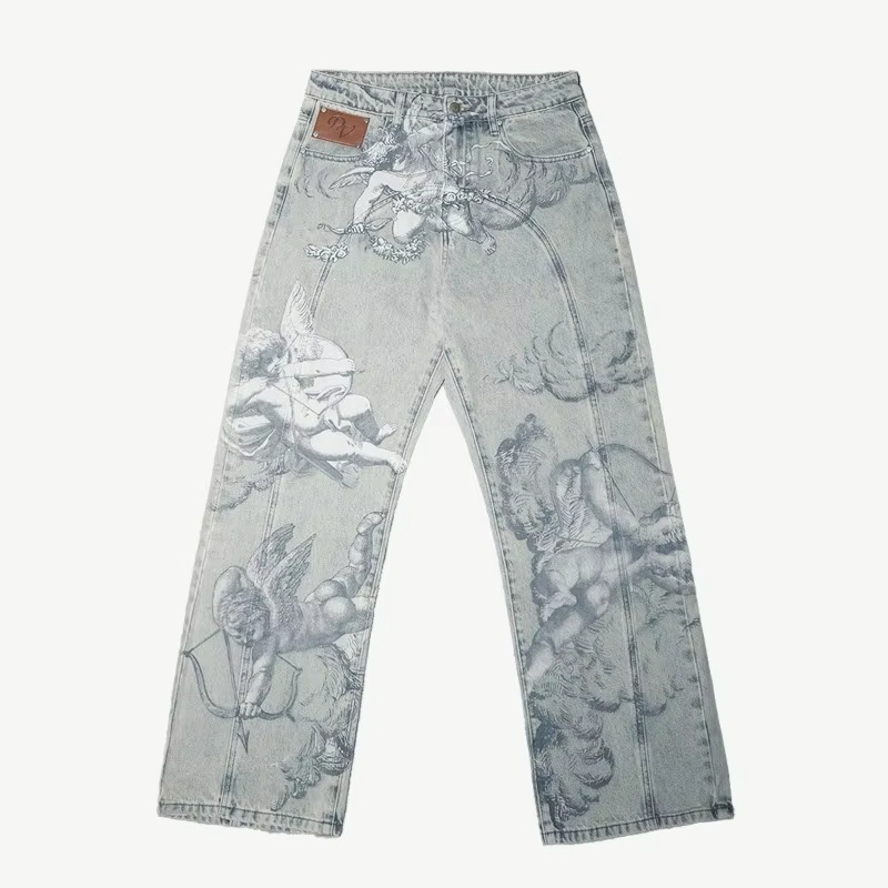Other Jeans Angel Print Straight Light Blue