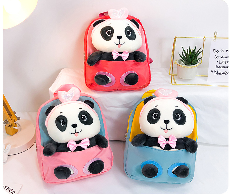 New cartoon panda plush backpack for kindergartens, large-capacity, lightweight and cute backpack for primary school students undefined