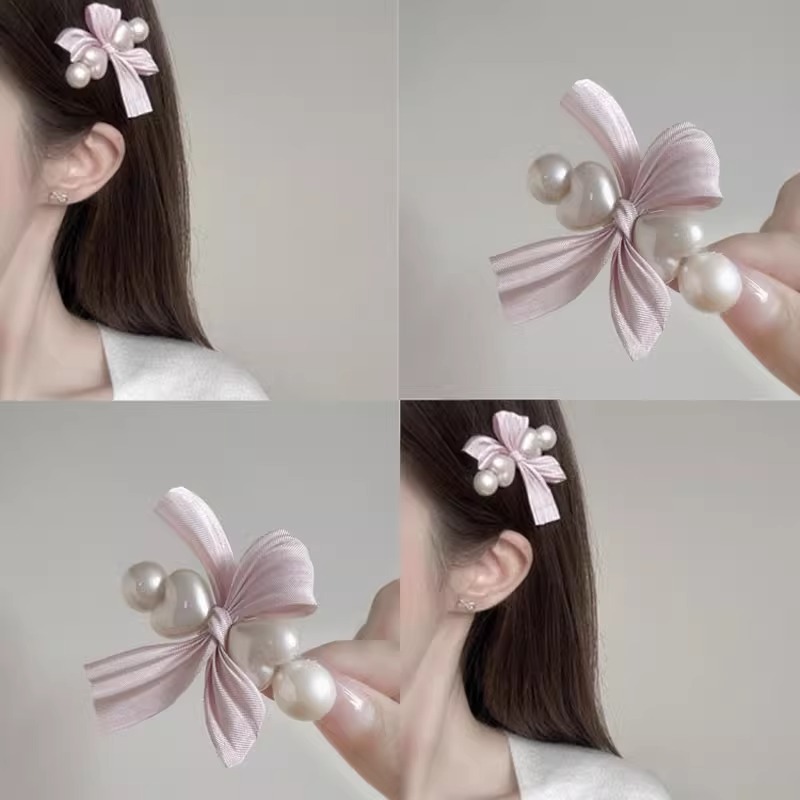 Cute hairgrip pearl with bow