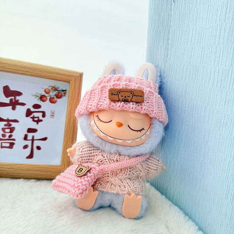 Solo ropa] Llavero de primera y segunda generación Labubu colgante de ropa Rabubu ropa de bebé suéter de punto traje de sombrero
