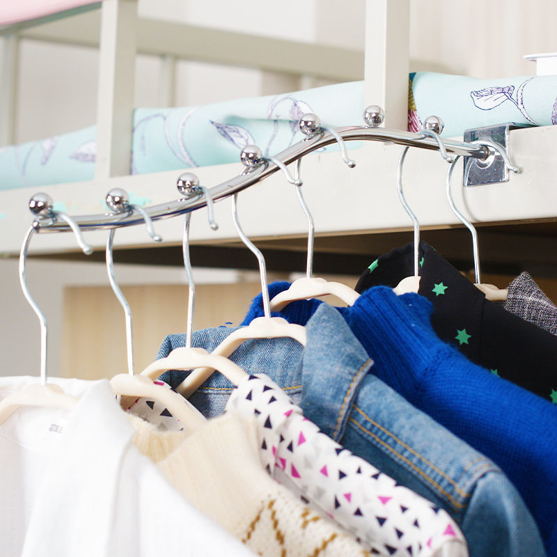 Protective net clothes hook stainless steel multifunctional clothes drying rack connected to anti-theft storage dormitory bedside clothes hanging artifact
