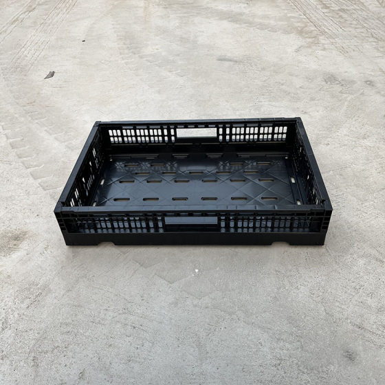 Black Plastic Foldableing Basket Fresh Vegetable and Fruit Foldableing Plastic Basket Thickeneded Clinker Turnover Frame Black Foldableing Basket