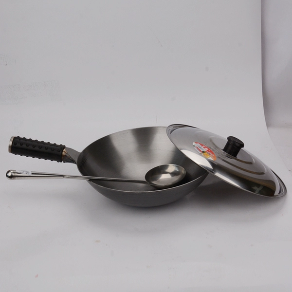 30CM steel lid with handle comes with frying spoon✦