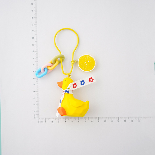 Bow Tie Duck Keychain Pendant Couple Internet Celebrity Little Yellow Duck Cute Doll School Bag Pendant Car Key Ring Chain Women