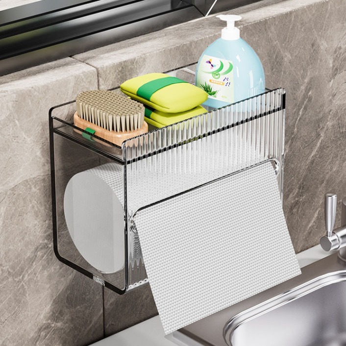 トイレティッシュボックス壁掛け式穴なし防水トイレットペーパーボックス家庭用透明トイレトイレットペーパー|undefined