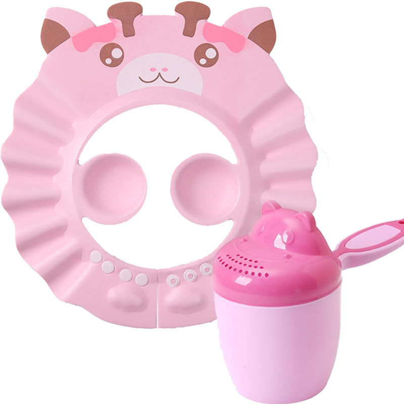 만화-산호 핑크 (귀 보호) + 샴푸 컵