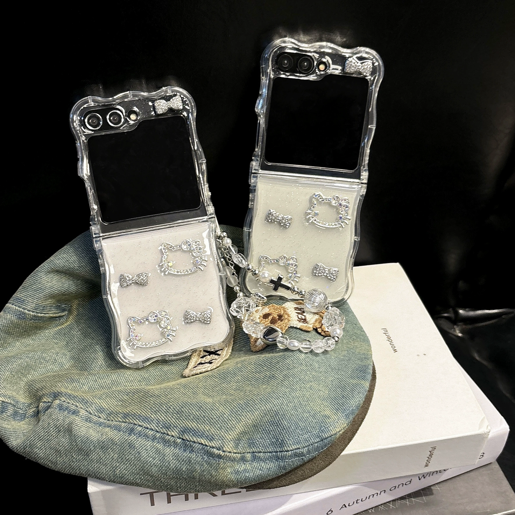 Клей Samsung с бантом, совместимый с GalaxyZFlip5, защитный чехол, GalaxyZFlip6, чехол для телефона, 4/3