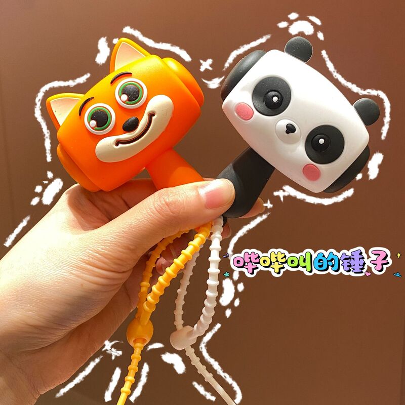 Popular Panda Sound-Making Hammer Stress-Relief Silicone Hammer Keychain Beeping Labubu Series Small Hammer Pendant Popular Panda Sound-Making Hammer Stress-Relief Silicone Hammer Keychain Beeping Labubu Series Small Hammer Pendant