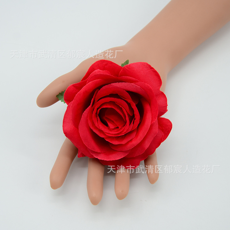 ローズ造花ハイエンドブルーフラワー結婚式の装飾偽花芯ローズヘッドローズフラワー卸売|undefined