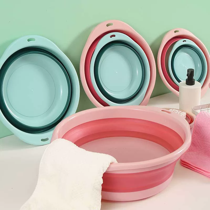 Foldable handheld children's big plastic washbasin for traveling for students