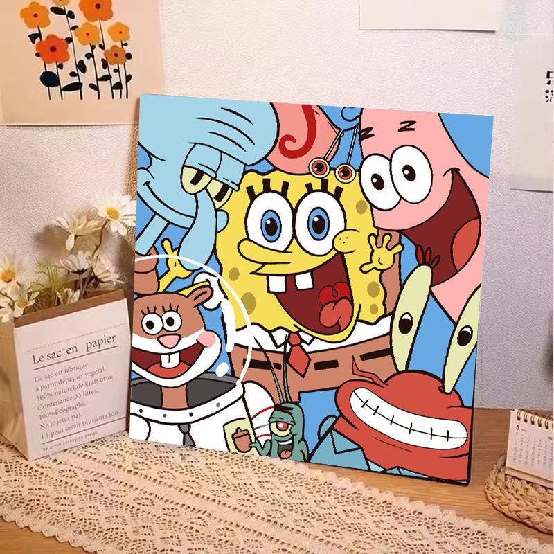 スポンジ・ボブ デジタル油絵 DIY 漫画アニメ 子供向け 手塗り装飾画 置物 環境に優しい|undefined