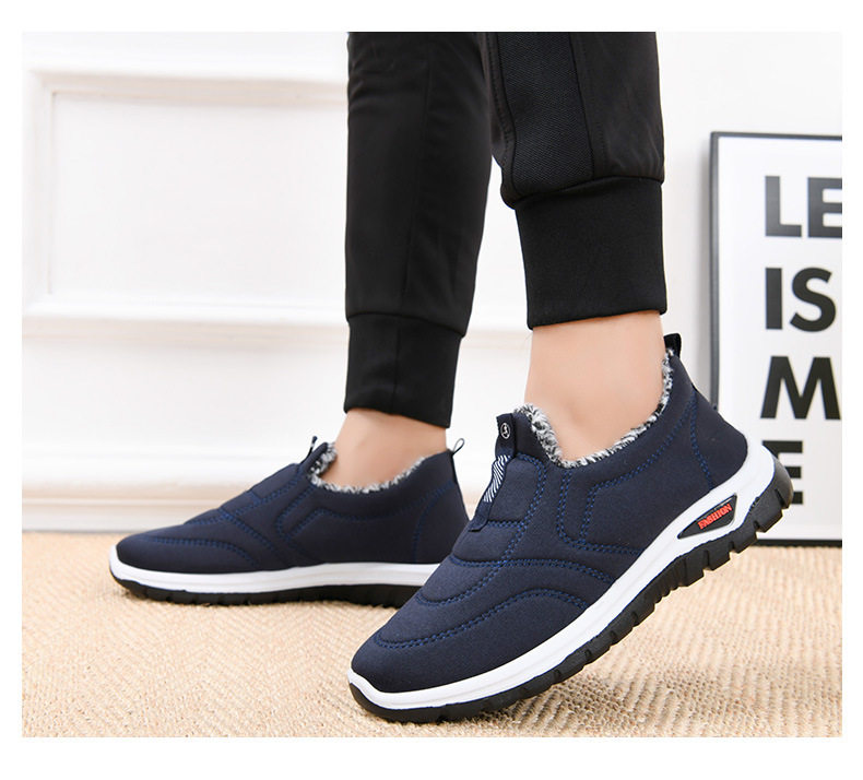 Giày vải bạt nam cổ thấp lót nhung giữ ấm, giày đi bộ đế bằng chống trượt — D09 nam cotton-màu xanh, D09 nam cotton-đen chi tiết 18