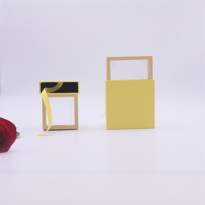 Caja de cajón de papel exterior multicolor extraída Caja de suspensión de almacenamiento Anillo de embalaje de red Caja de joyería de cristal antioxidante