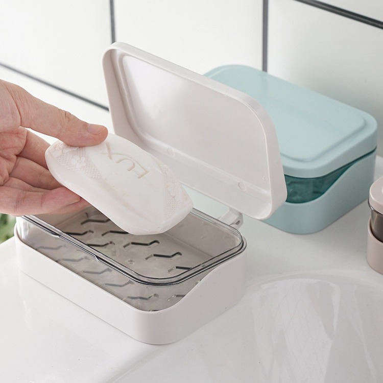 Caja de jabón titular de la luz del hogar de lujo de doble capa de drenaje con agujeros creativo inodoro baño caja de almacenamiento de jabón de viaje