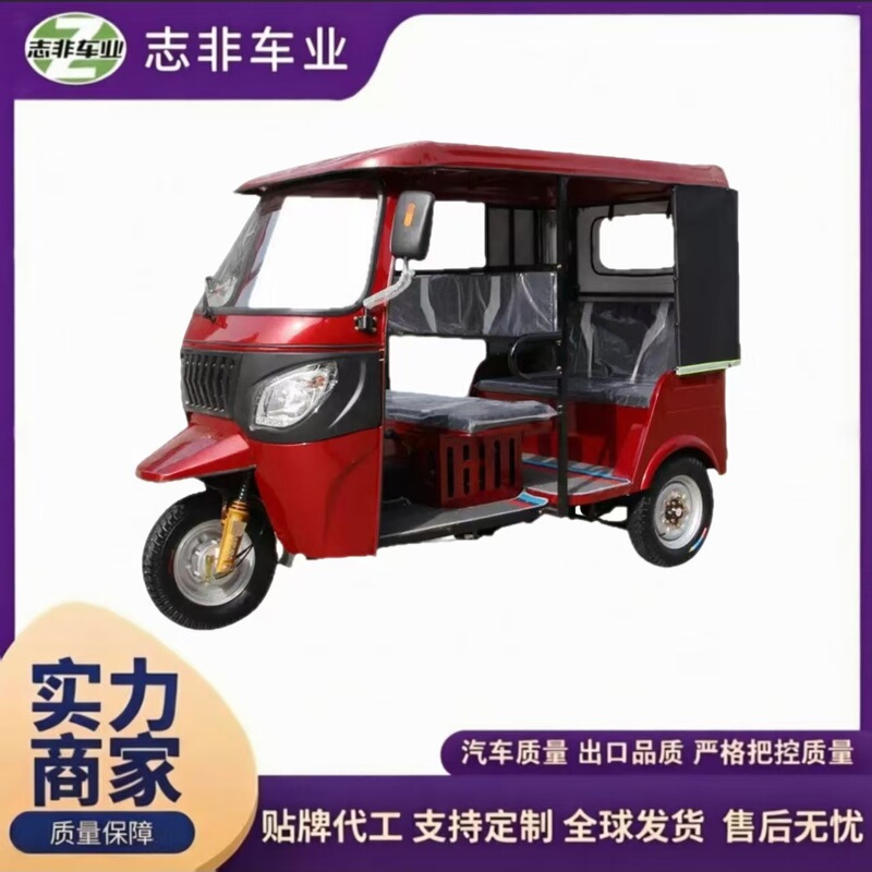 Cross-Border Tourist Tricycle for Sightseeing in India, Double-Row, Two-Way Passenger-Carrying, Fuel-Powered Three-Wheeled Motorcycle