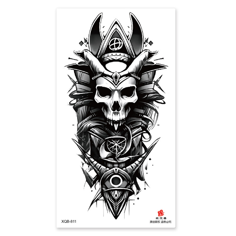 Wholesale new small full arm waterproof tattoo stickers European and American Halloween dark skull color flower tattoo stickers Wholesale new small full arm waterproof tattoo stickers European and American Halloween dark skull color flower tattoo stickers