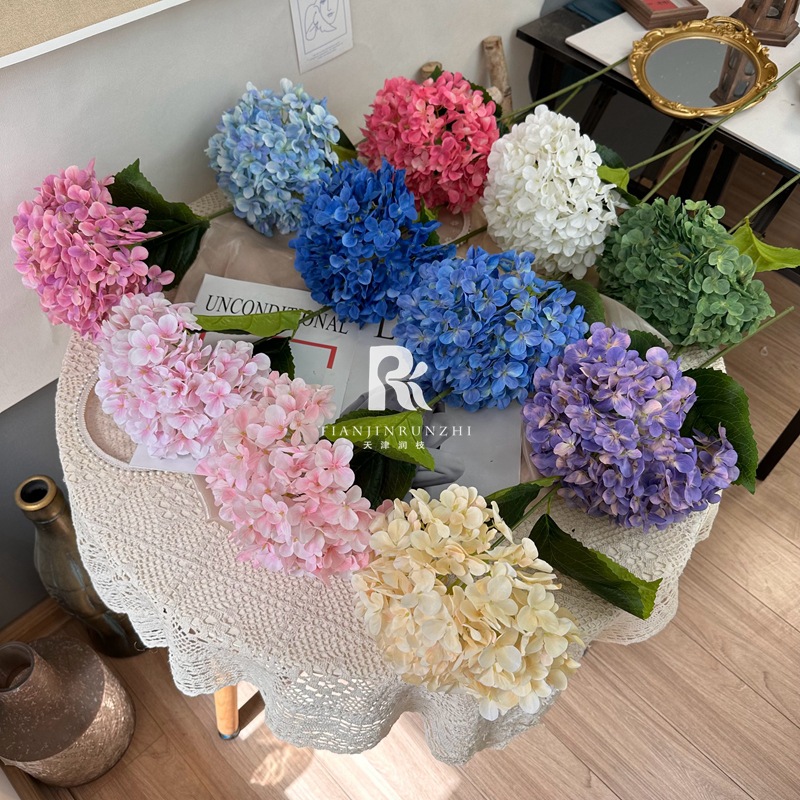 仿真安娜繡球花單枝3D無盡夏繡球假花居婚禮花藝婚慶插花拍攝道具