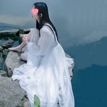 白色沙滩裙抹胸雪纺海边度假拍照超仙连衣裙夏季长裙显瘦泰国2024