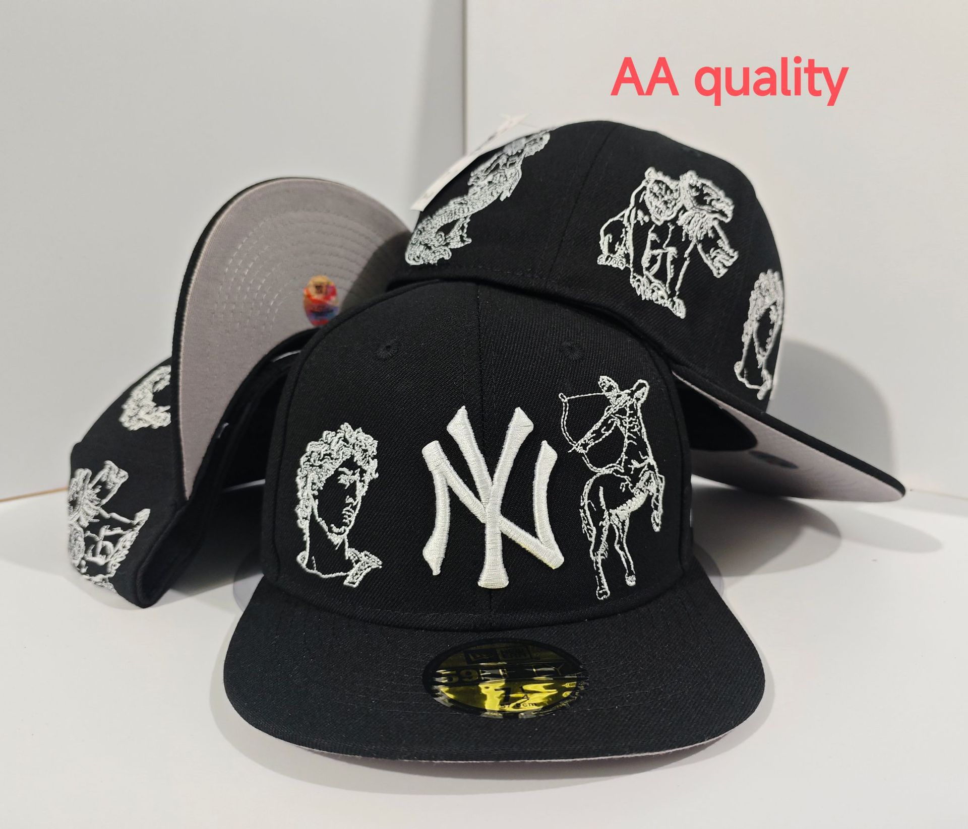 2025 nueva venta caliente exportación transfronteriza MLB gorra de béisbol AA patrón ala plana tamaño de moda sombrero de ala plana