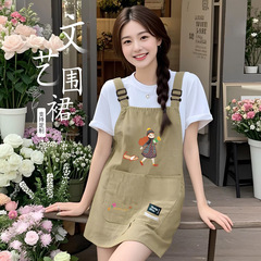 防汚通気エプロンキッチン家庭用水はけ防止料理ウエスト女性洋気防油作業服飲食専用