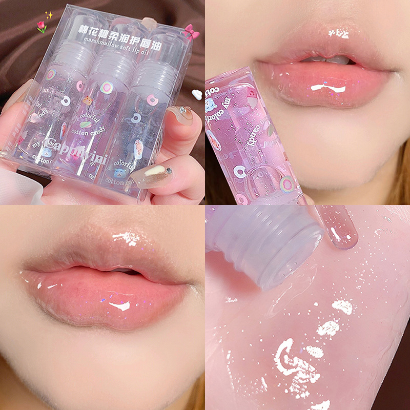 Aceite Labial Cappuvini Marshmallow, Brillo Labial Acuoso y Translúcido, Aceite Labial Hidratante para Labios Voluminosos e Hidratados