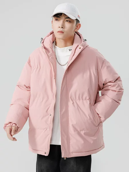 Autumn and winter solid color men's hooded loose thick cotton jacket, youth water-repellent casual cotton coat, factory wholesale