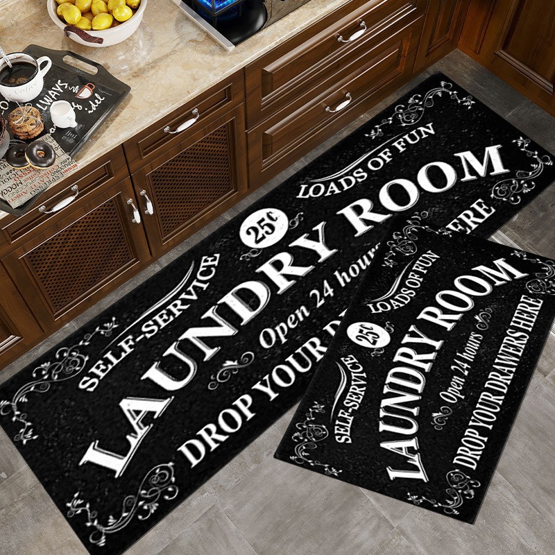 Transfronterizos letras americanas alfombra de terciopelo de cristal fácil de cuidar cocina dos piezas conjuntos de alfombra de suelo resistente al desgaste se puede cortar image 17