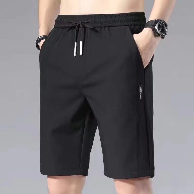 Yozgi nozik besh minuta shortlar, erkak dam olish, qisqa shortlar, erkak muz ipak, keng bo'sh, trend, o'rta pantolonlar