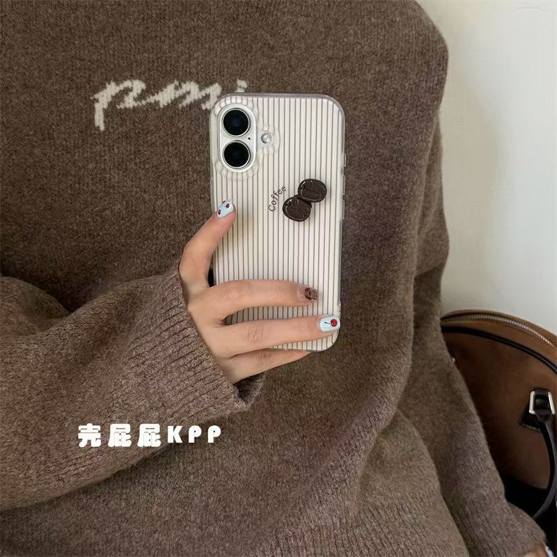 秋冬条纹立体咖啡适用iPhone17PROMAX手机壳新款16/15/14/13女款|undefined
