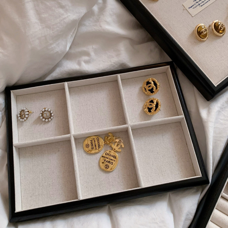 린넨 프렌치 블랙 6칸 트레이 25cm