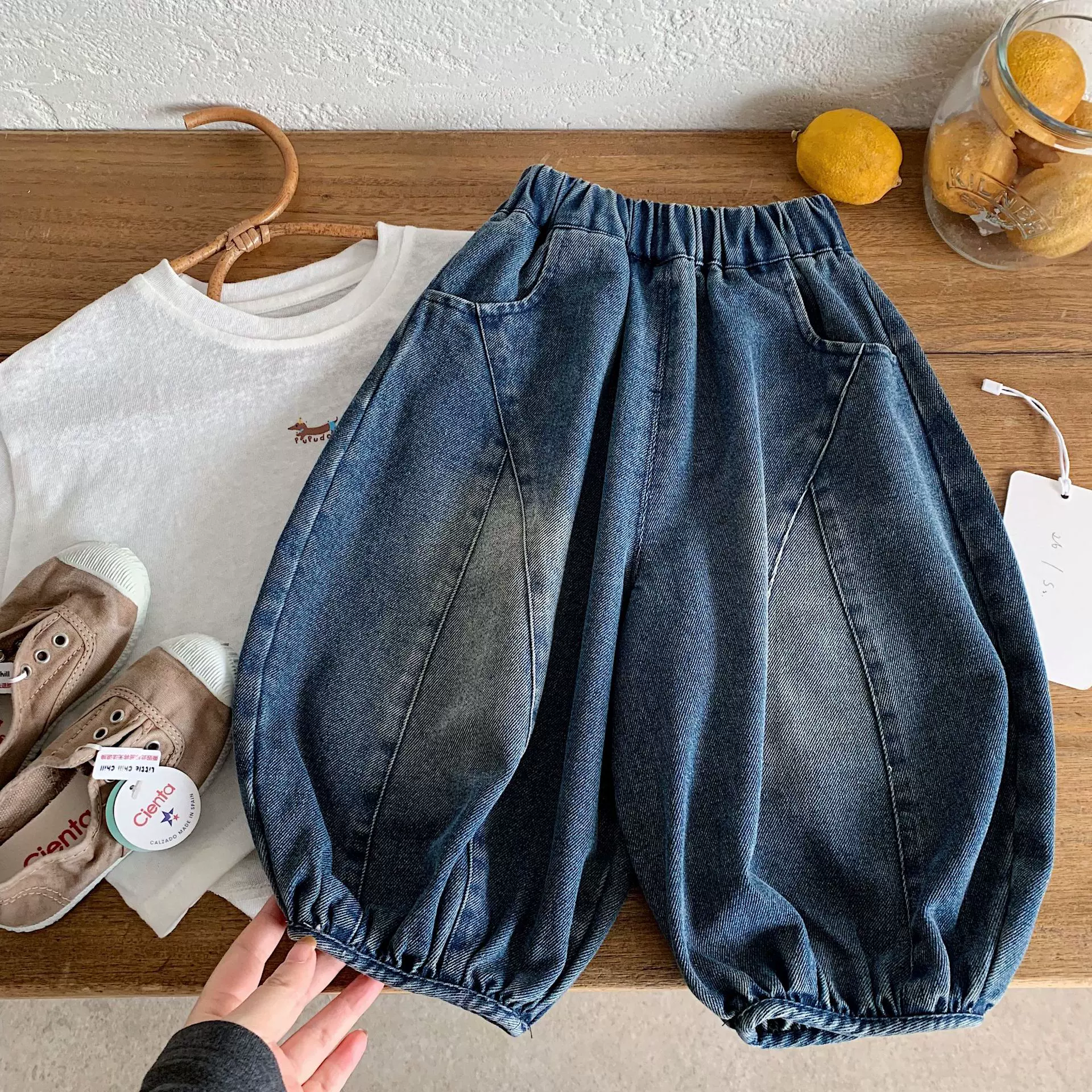 儿童牛仔裤韩系宽松灯笼裤2026春秋新款男女童百搭休闲春季阔腿裤