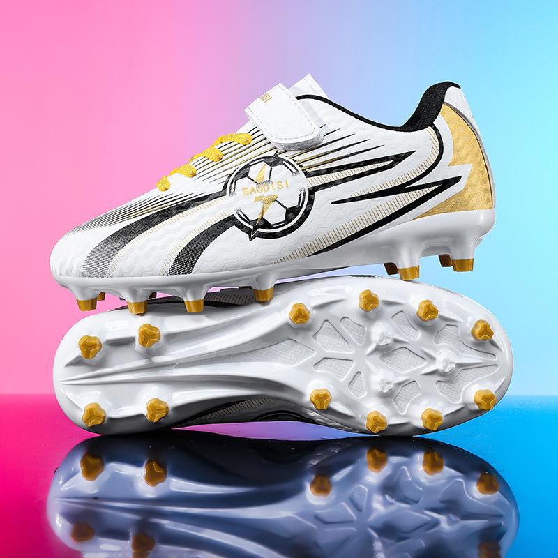 Zapatillas de Fútbol con Tacos para Niños de Cuero Artificial Ligeras con Cierre Adhesivo