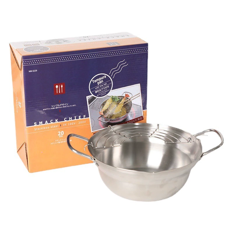 Фритюрница темпура в японском стиле Бытовая небольшая фритюрница 304 Сковорода Из Нержавеющей Стали С стойкой для масляного фильтра индукционная плита Универсальная