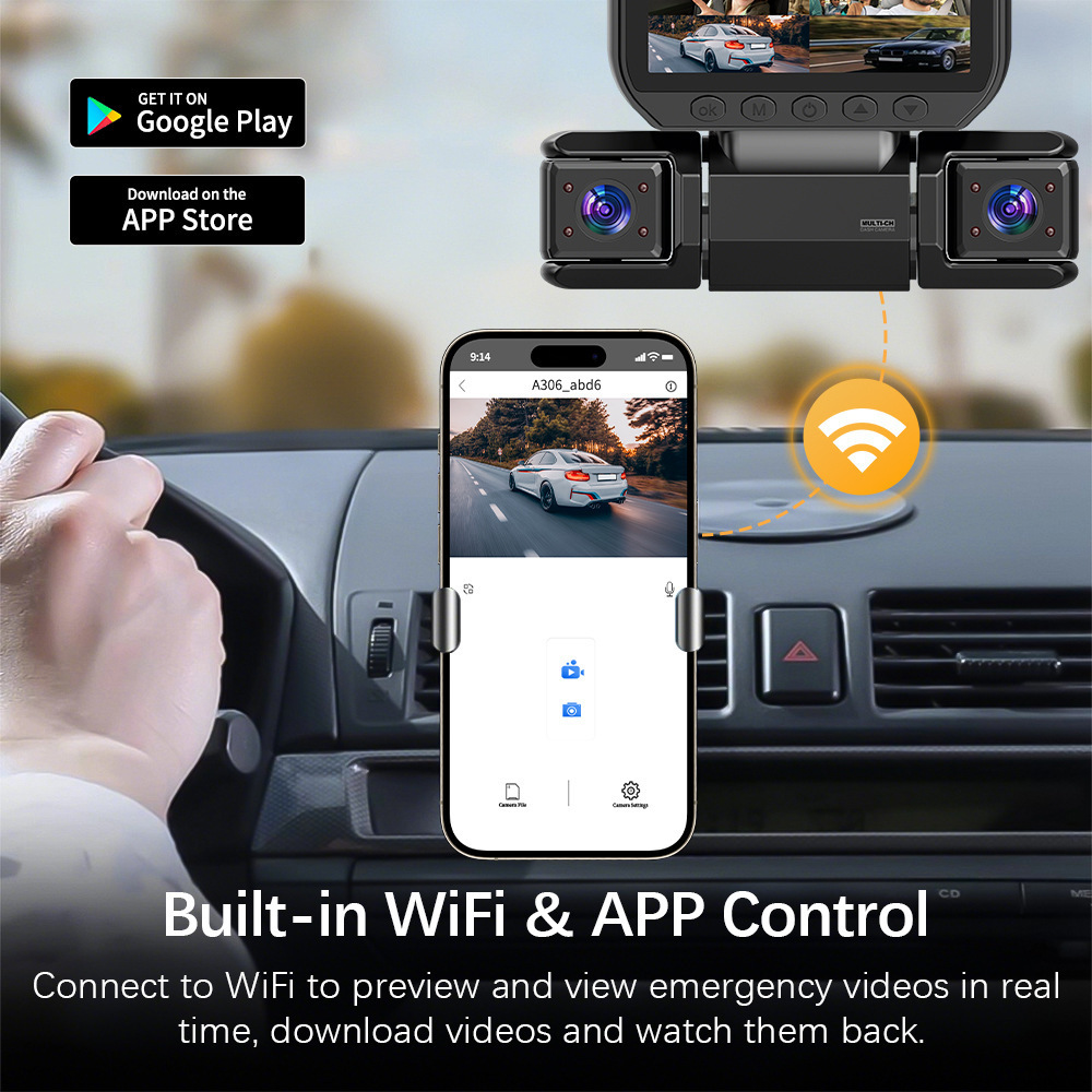 Factory Promotion High-Definition Driving Recorder with Infrared Night Vision, Wifi Connectivity, Parking Guard, 24-Hour Parking Monitoring