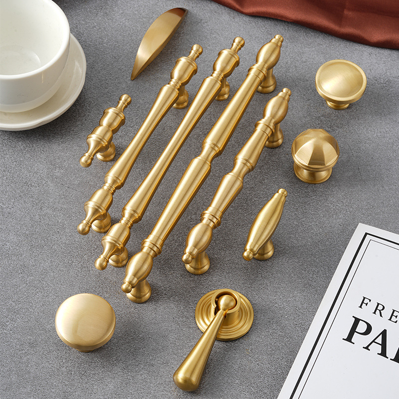 New Chinese-style solid brass creative single-long-hole invisible furniture hardware for wardrobe, shoe, and kitchen drawer cabinet handles