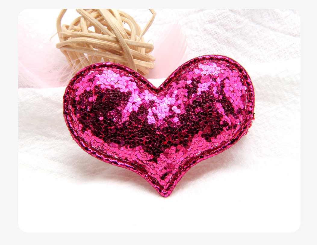Sequin Material Heart Shape Pattern Cartoon Style Heart Shape Sequin Cloth Hair Clip 1 Piece