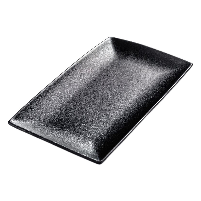 Placa de postre esmerilado de cerámica placa rectangular negra