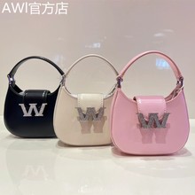 法国官方正品 AWL女包2023新款牛皮大王包水钻扣单肩手提腋下包包