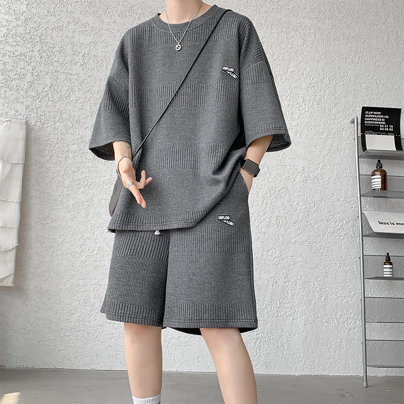 Men's summer short sleeved t-shirt trendy brand half sleeved shorts, paired with a two-piece set_voghion.com