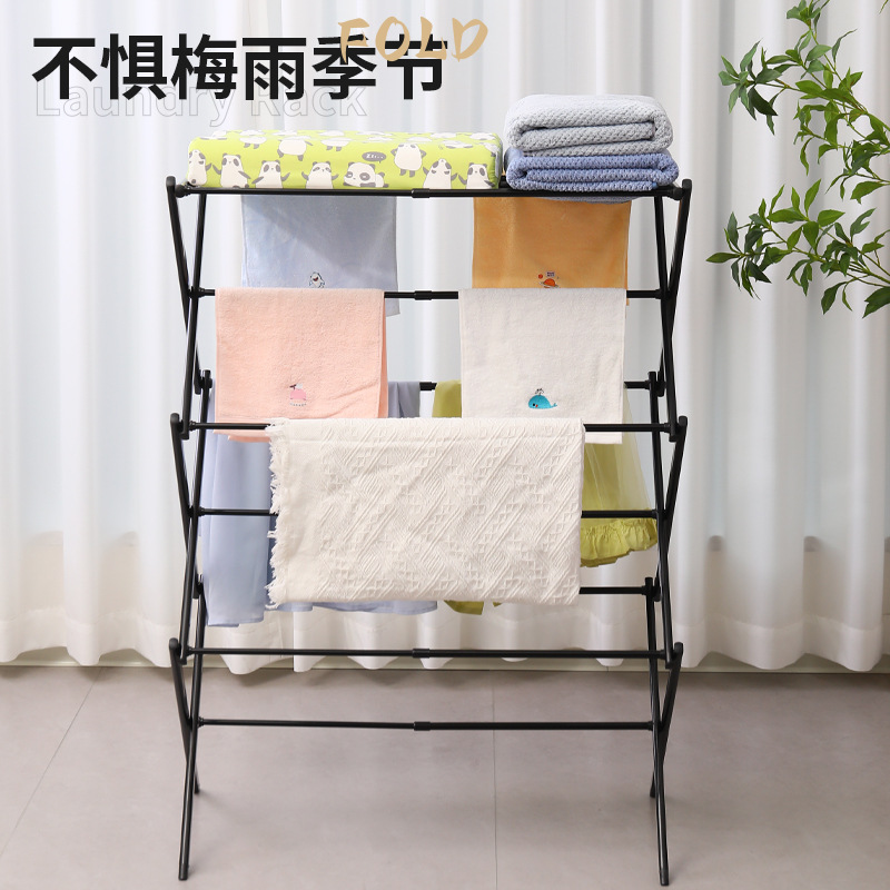 Transfronterizo estante de ropa plegable extensible estante de toallas extensible piso mayorista simple varilla de ropa de piso doméstica
