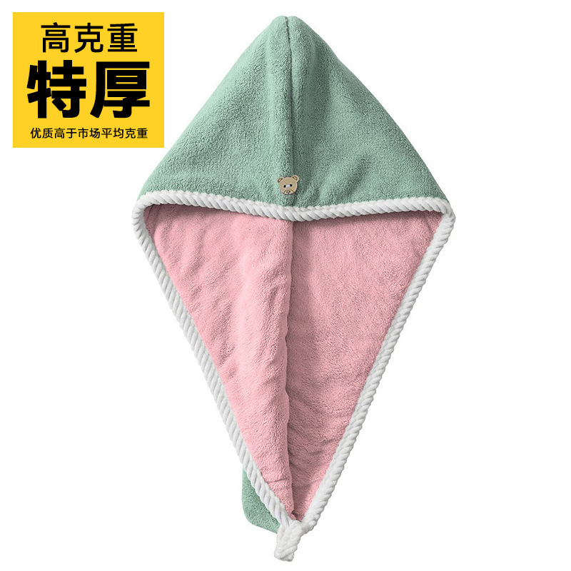 二重に厚いサンゴのベルベットのシャワーキャップがかわいい女性吸水速乾帽の乾いた髪のタオルを洗ってスカーフの乾いた髪の帽子を包む|undefined