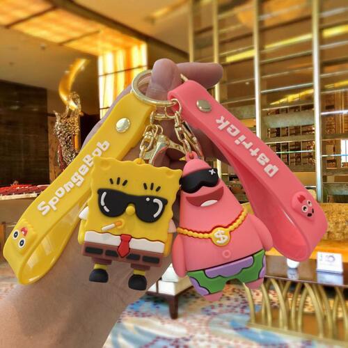 Cute Spongebob keychain, Patrick Star doll, school bag pendant, key chain, accessories, claw machine, small gift