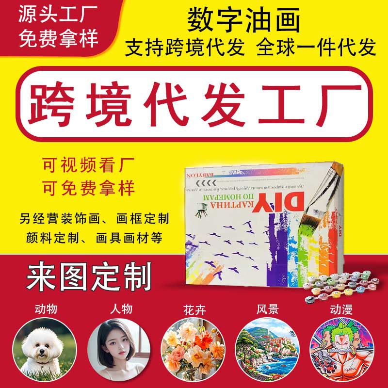 Digital Oil Painting Original Factory Can Be Cross-Border Labeled on Major Domestic E-Commerce Platforms. Welcome to the Factory for Negotiation